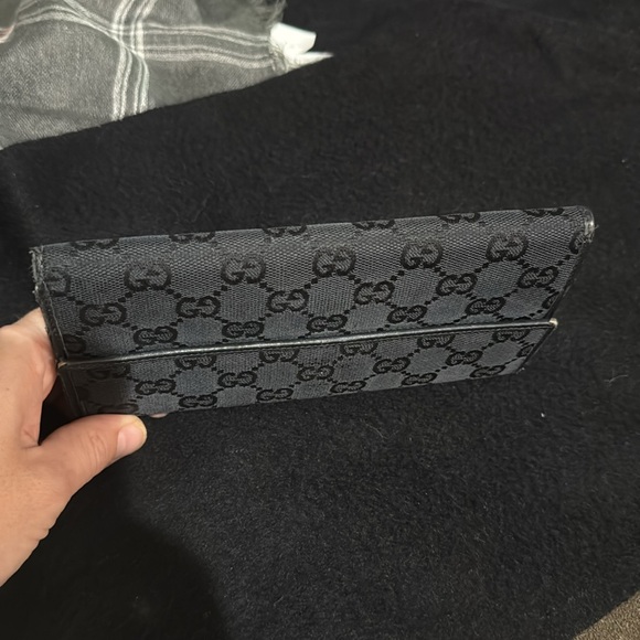 Women’s or Men's Black Monogram Canvas Gucci Vintage Long Wallet! Preloved 7/10 - Picture 14 of 17